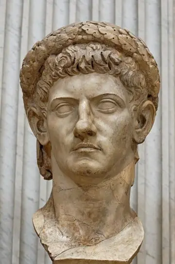 Bust of Roman emperor Claudius (reworked from a bust of emperor Caligula), circa 50 AD.