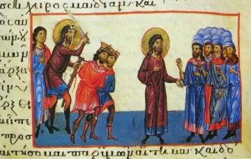 Гедеон убивает Зевея и Салмана, правителей Мадиамских; Византия. XIII в. Октатевх или Восьмикнижие (первые 8 книг Ветхого Завета)